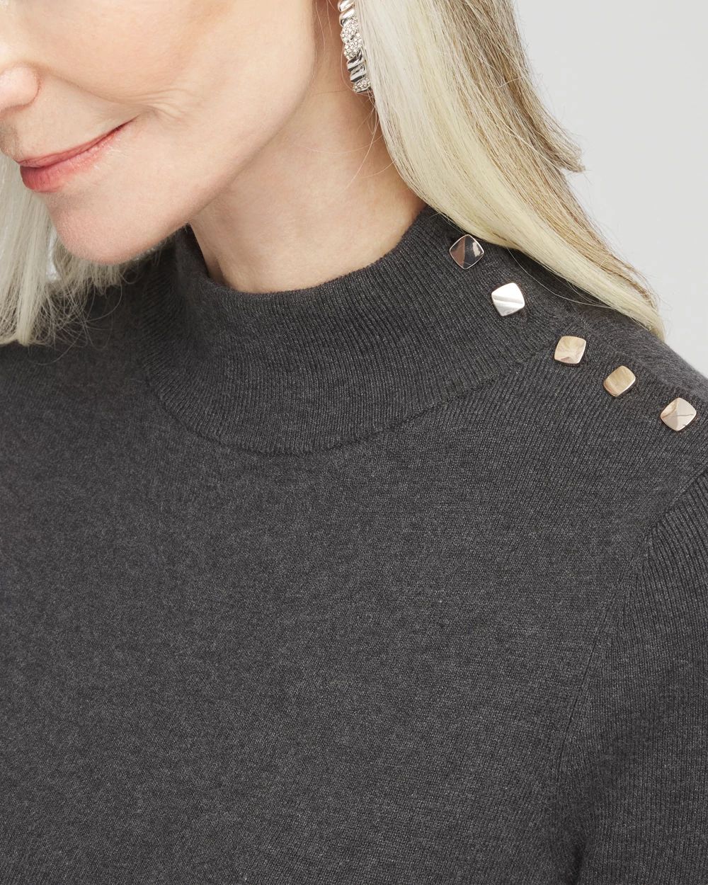 Ecovero™ Button Mock Neck Sweater | Chico's Ecovero™ Button Mock Neck Sweater | Chico's